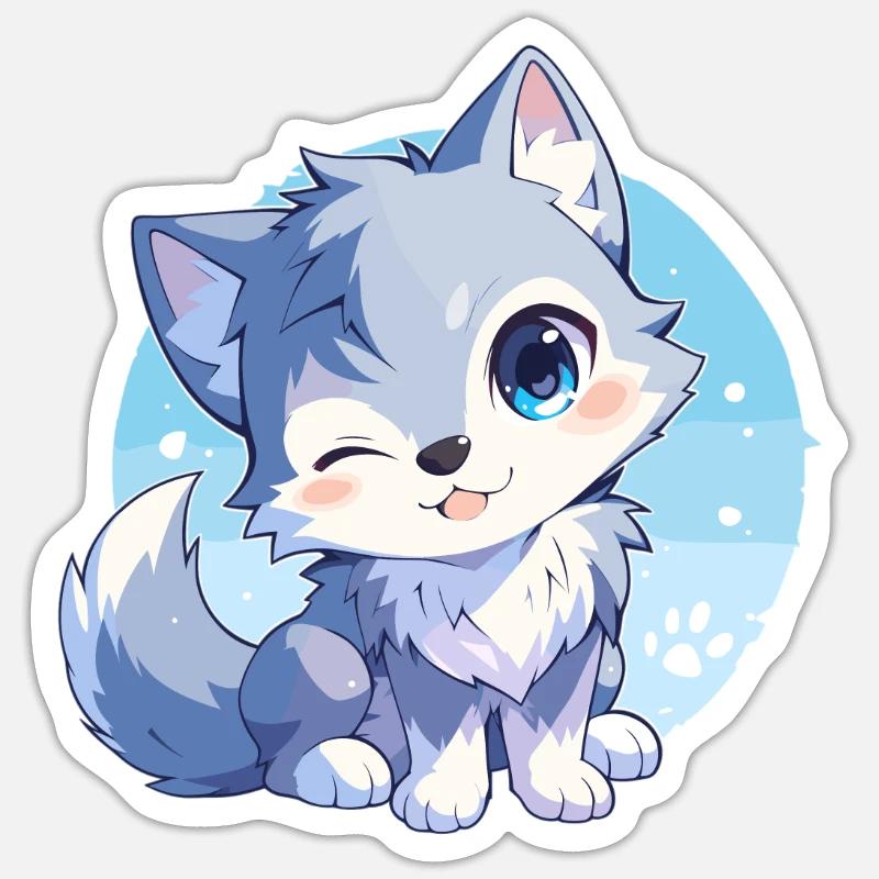 Loups Loup - Sticker taille S (10 x 10 cm) - blanc mat