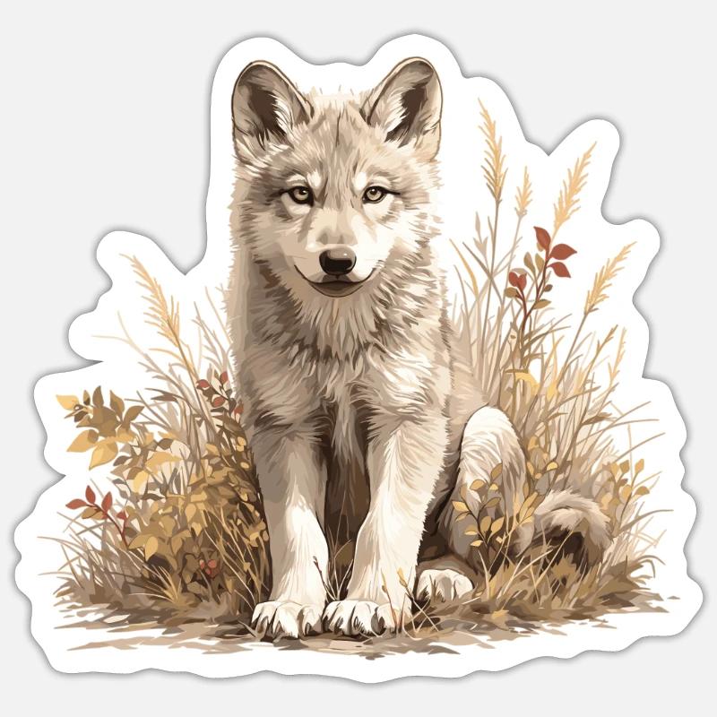 Wölfe Wolf - Sticker Größe S (10 x 10 cm) - Mattweiß