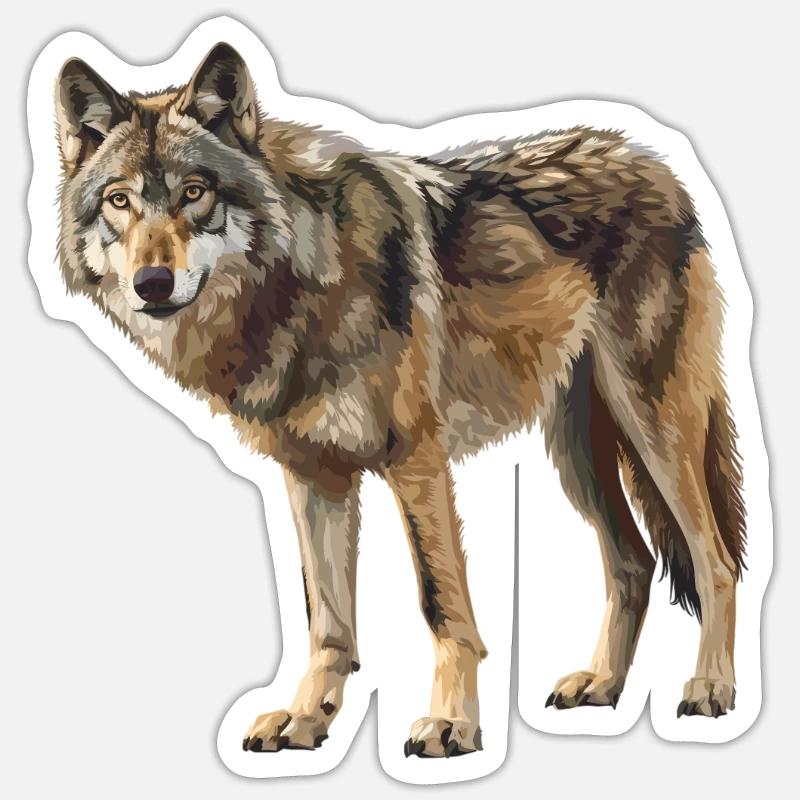 Wölfe Wolf - Sticker Größe S (10 x 10 cm) - Mattweiß