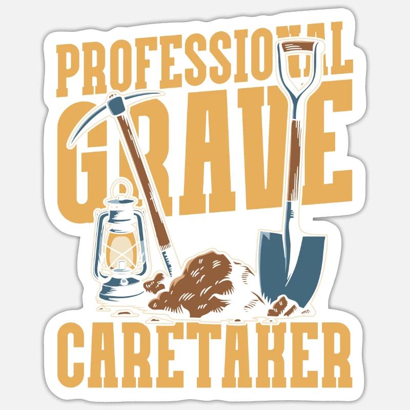 Fossoyeur Assistant funéraire - Sticker taille S (10 x 10 cm) - blanc mat