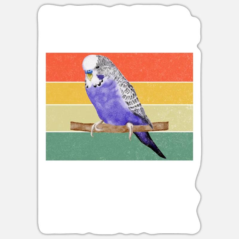 Cadeau de perruche - Sticker taille S (10 x 10 cm) - blanc mat