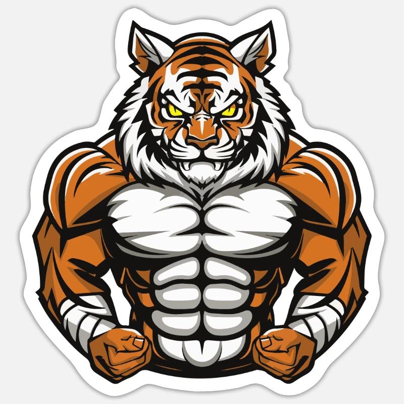 Musculation Tiger Muscles - Sticker taille S (10 x 10 cm) - blanc mat