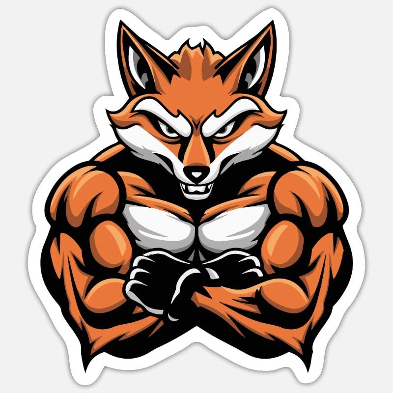 Muscles du renard Musculation - Sticker taille S (10 x 10 cm) - blanc mat