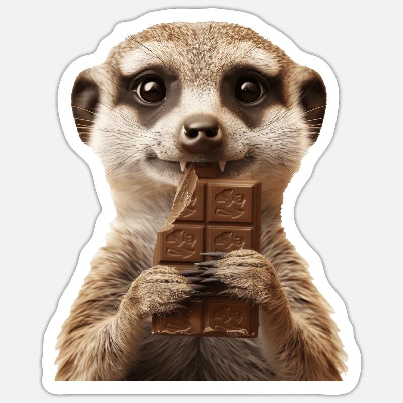 Erdmännchen - Sticker Größe S (10 x 10 cm) - Mattweiß