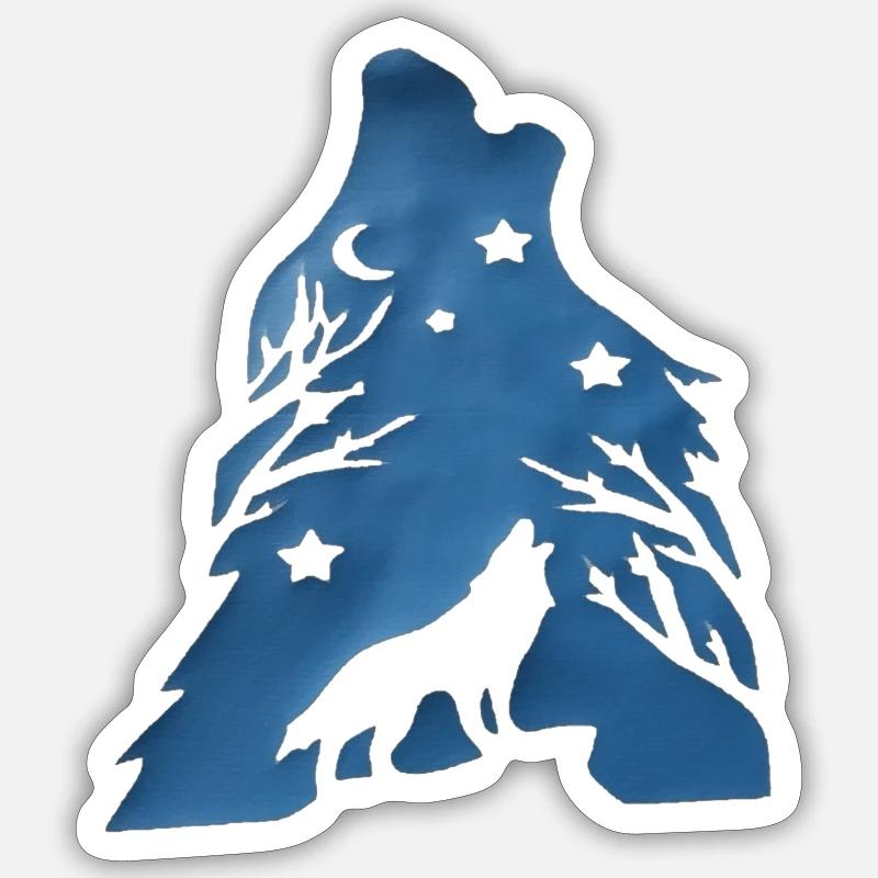 Wolf Howls Night Sticker size S (10 x 10 cm)
