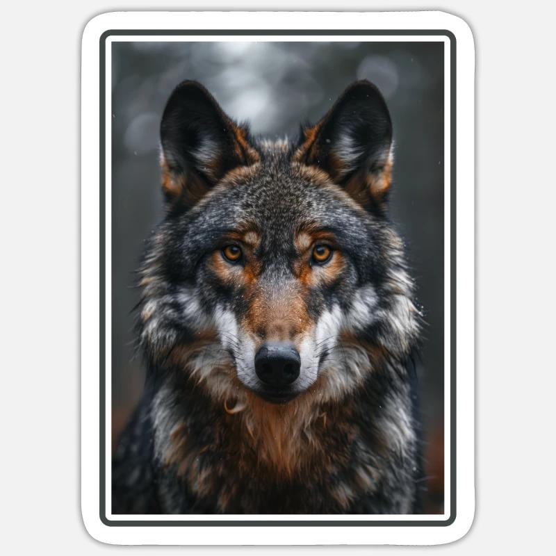 Wölfe Wolf - Sticker Größe S (10 x 10 cm) - Mattweiß