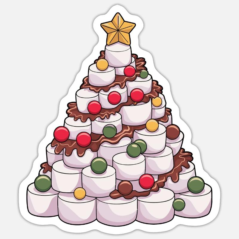 Weihnachten Weihnachtsbaum Marshmallow - Sticker Größe S (10 x 10 cm) - Mattweiß