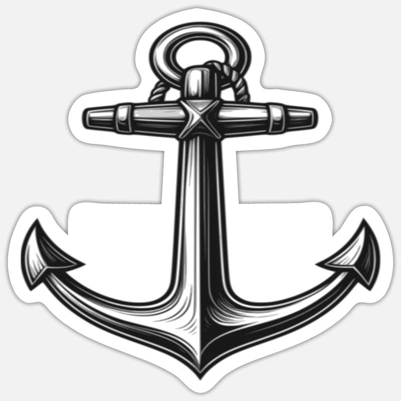 Conception d’ancre maritime - Sticker taille S (10 x 10 cm) - blanc mat