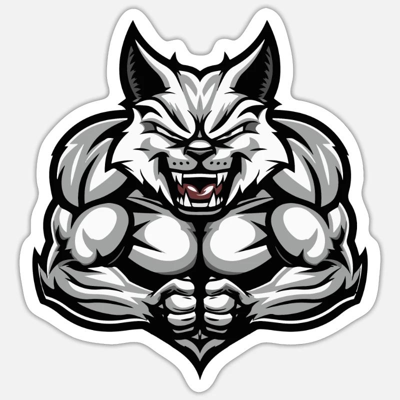 Cat Muscles Workout - Sticker size S (10 x 10 cm) - white matte