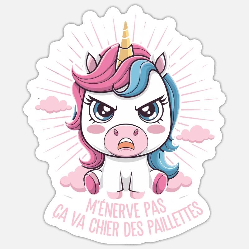 Sei mir nicht böse, das wird dir scheißen, Glitzer-Einhorn Sticker Größe S (10 x 10 cm)