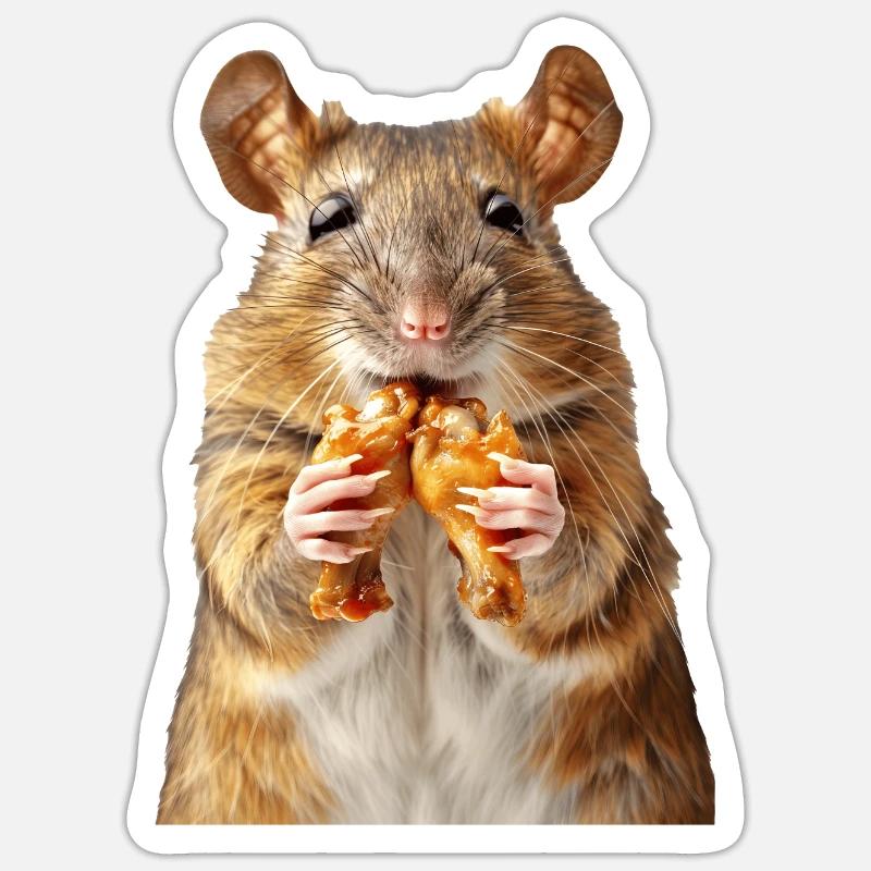 Rat - Sticker taille S (10 x 10 cm) - blanc mat