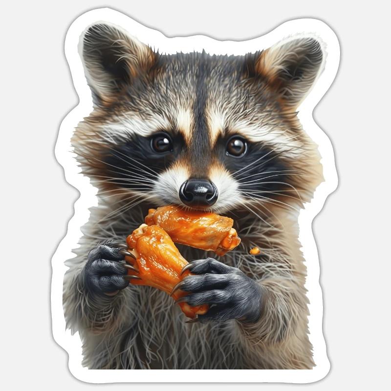 Waschbär - Sticker Größe S (10 x 10 cm) - Mattweiß