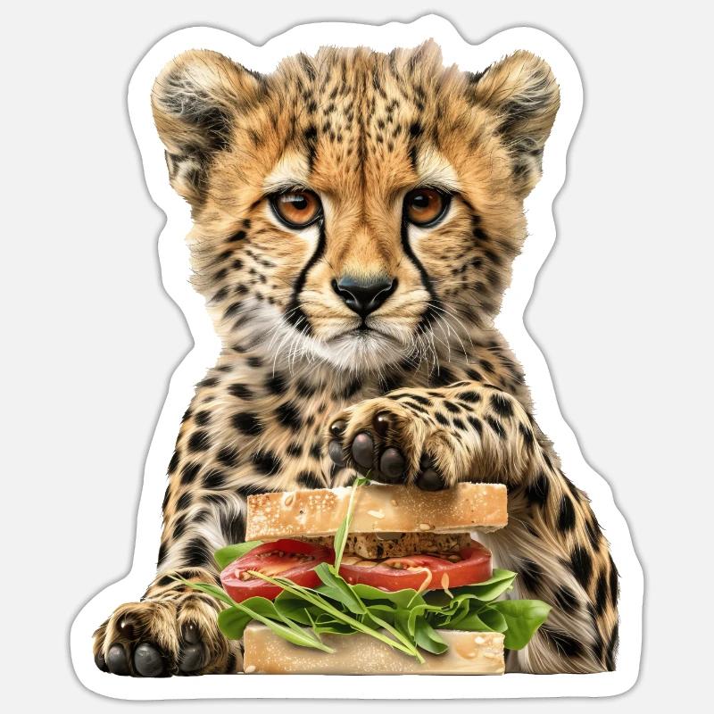 Guépard - Sticker taille S (10 x 10 cm) - blanc mat