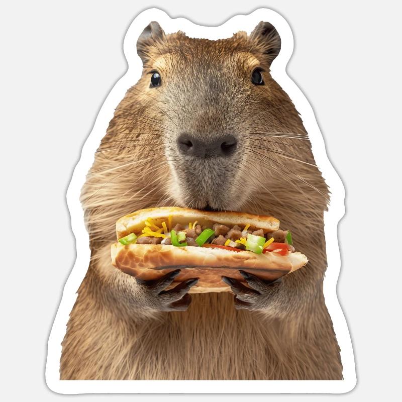 Capybara - Sticker taille S (10 x 10 cm) - blanc mat