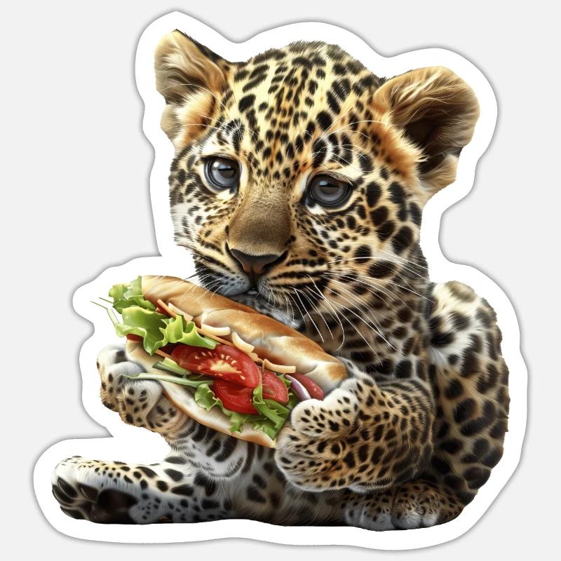 Léopard - Sticker taille S (10 x 10 cm) - blanc mat