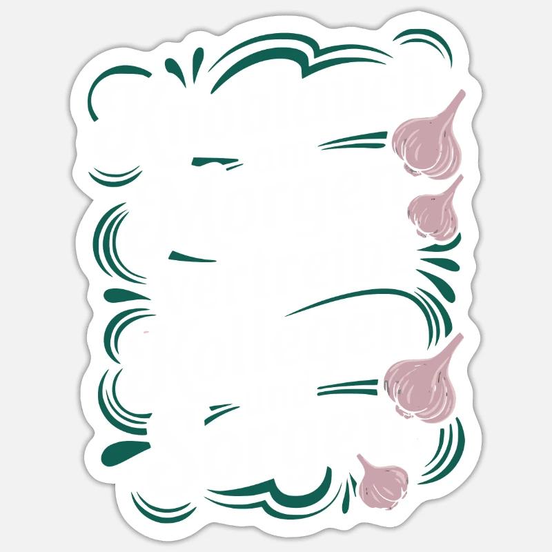 Knoblauch am Morgen - Knobi Kollegen Geschenk - Sticker Größe S (10 x 10 cm) - Mattweiß