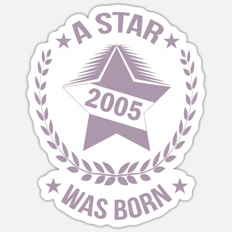 Étoile d’anniversaire née en 2005 - Sticker taille S (10 x 10 cm) - blanc mat