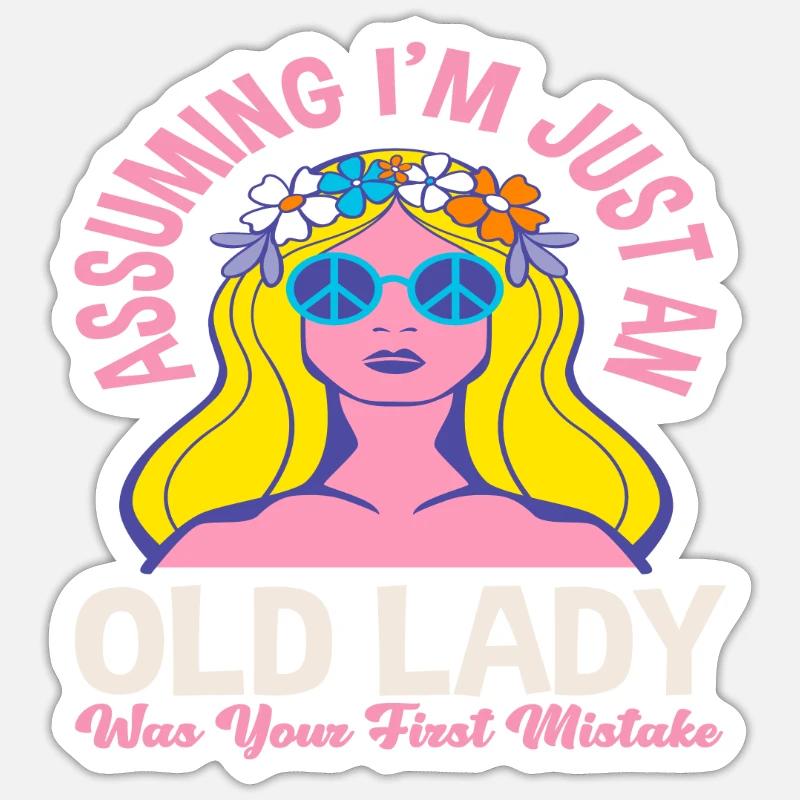 Alte Dame Sein War Dein Erster Fehler - Sticker Größe S (10 x 10 cm) - Mattweiß