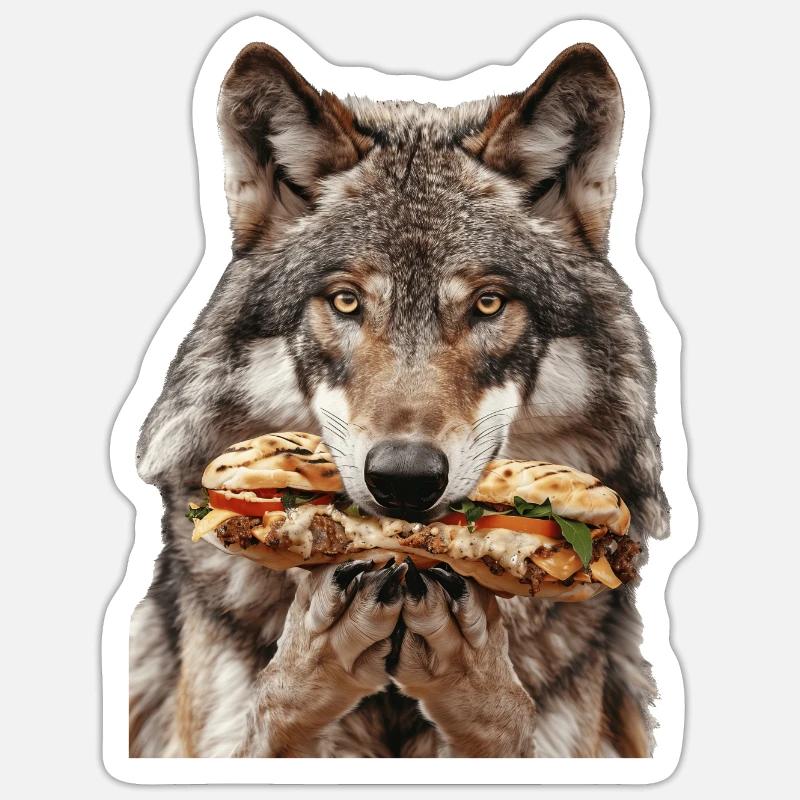 Loup - Sticker taille S (10 x 10 cm) - blanc mat