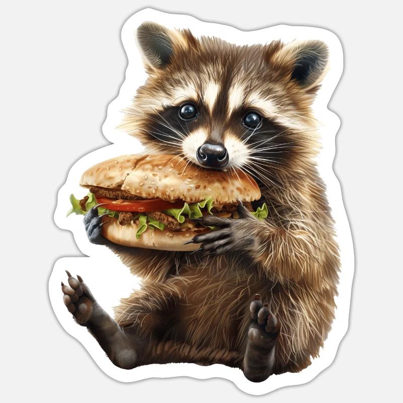 Waschbär - Sticker Größe S (10 x 10 cm) - Mattweiß