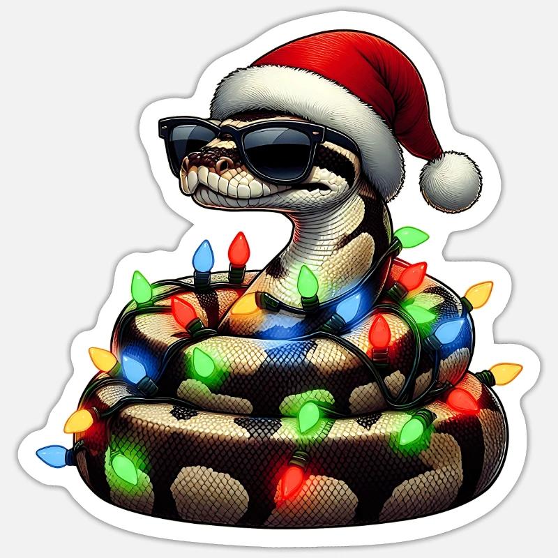 Ball Python Schlange Sonnenbrille Niedlich Weihnac Sticker Größe S (10 x 10 cm)