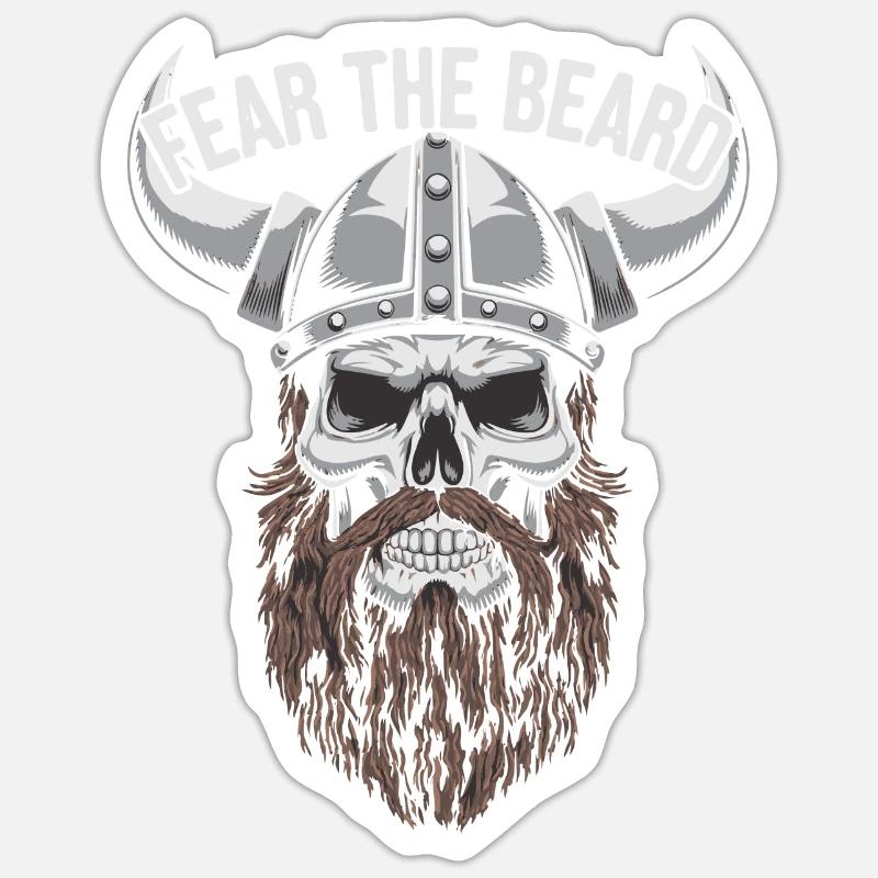 Fear the beard Wikinger Geschenkidee - Sticker Größe S (10 x 10 cm) - Mattweiß