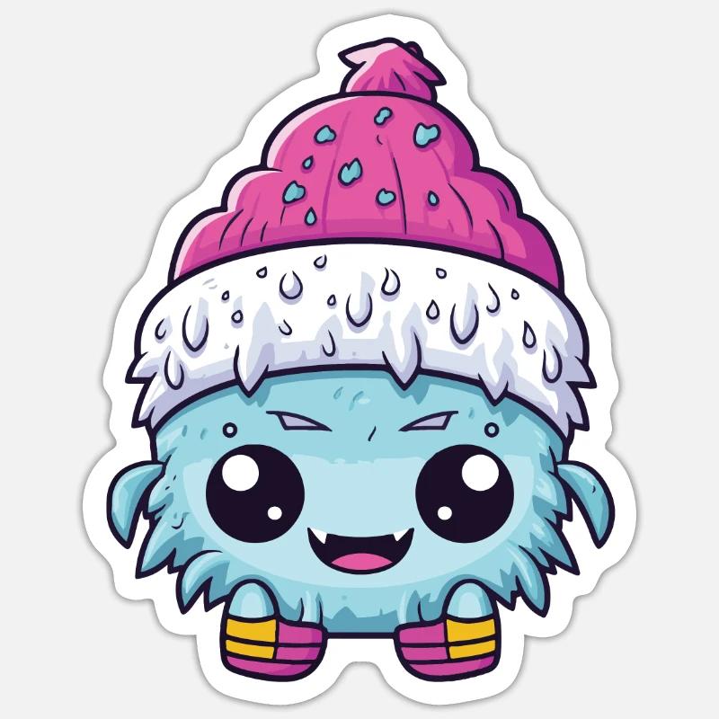 Bébé esquimau d’hiver Winterlich - Sticker taille S (10 x 10 cm) - blanc mat