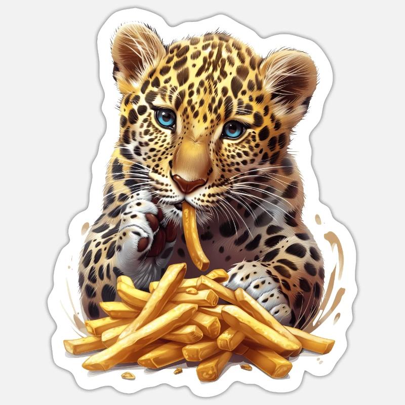 Léopard - Sticker taille S (10 x 10 cm) - blanc mat