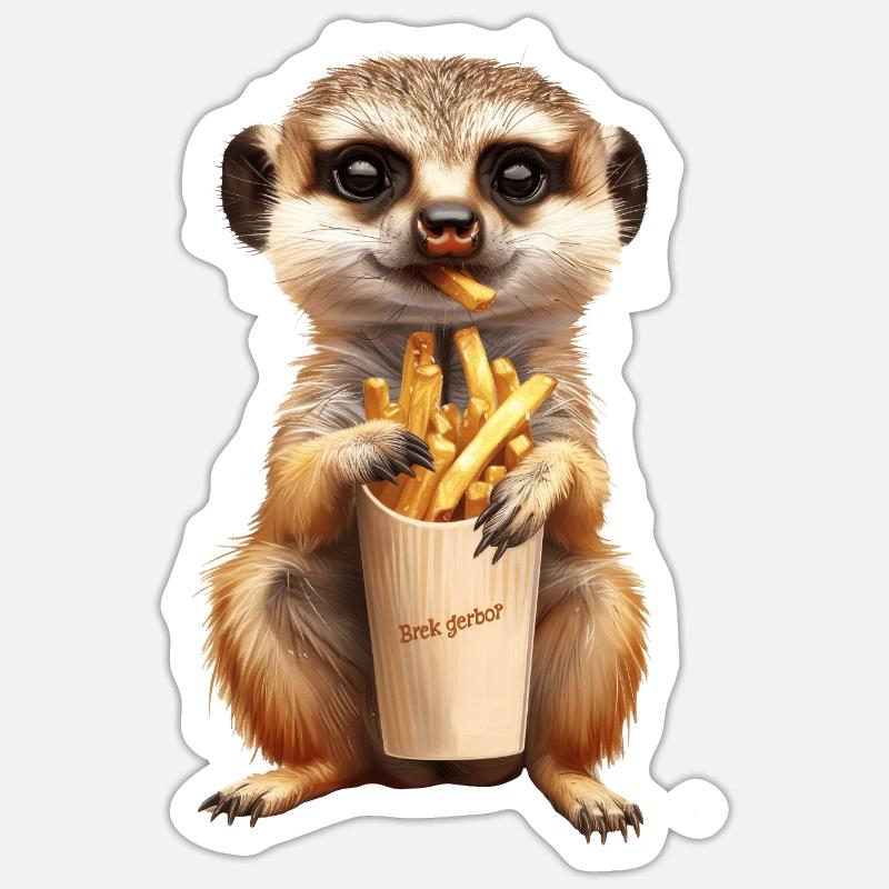 Erdmännchen - Sticker Größe S (10 x 10 cm) - Mattweiß