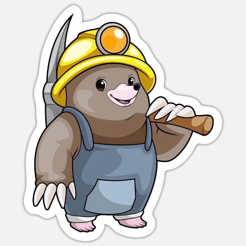 Mole Miner Pickaxe Mining - Sticker size S (10 x 10 cm) - white matte