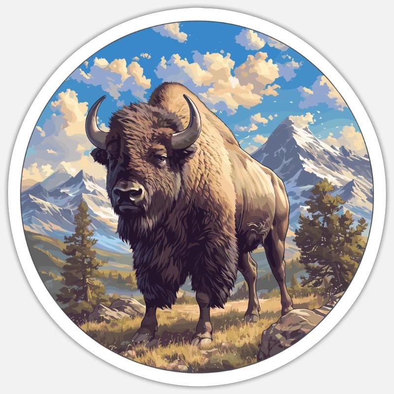 Bisons Bison - Sticker Größe S (10 x 10 cm) - Mattweiß
