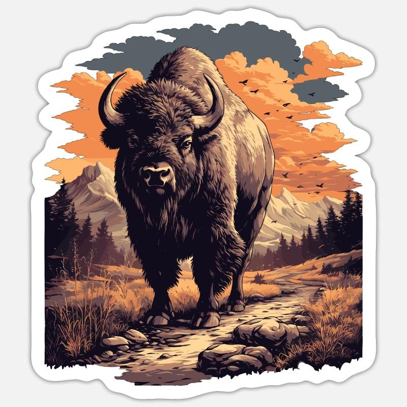 Bisons Bison - Sticker Größe S (10 x 10 cm) - Mattweiß
