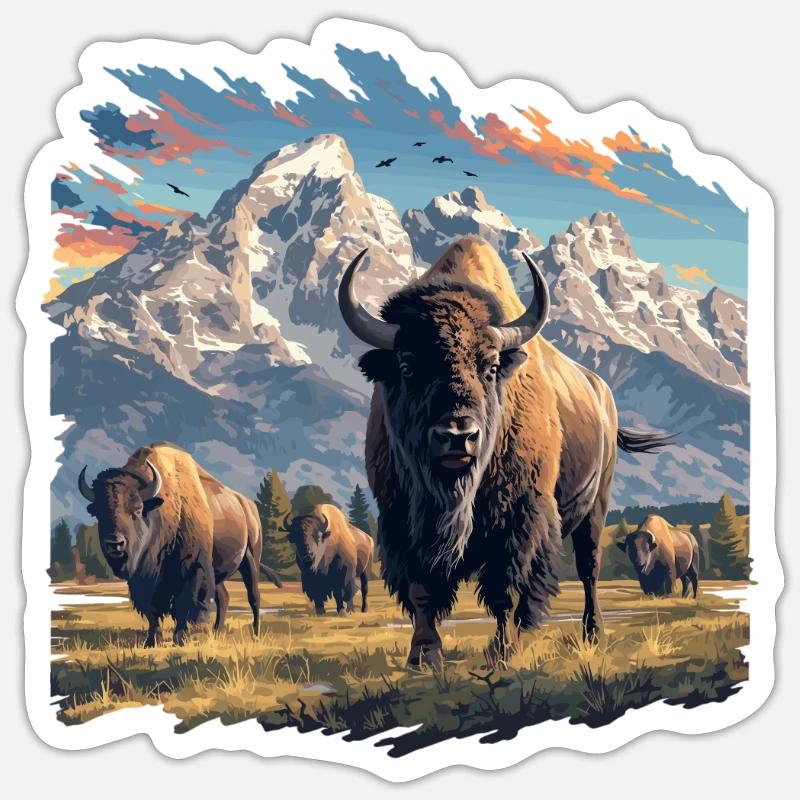 Bisons Bison - Sticker size S (10 x 10 cm) - white matte