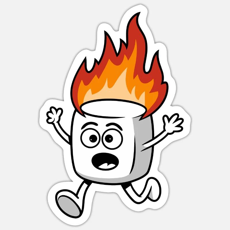 Marshmallow Brennt Sticker Größe S (10 x 10 cm)