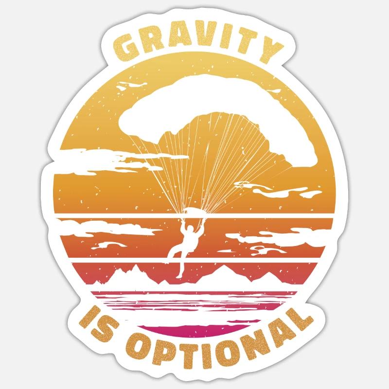 Gravity Is Optional – Paragliding Freedom - Sticker size S (10 x 10 cm) - white matte