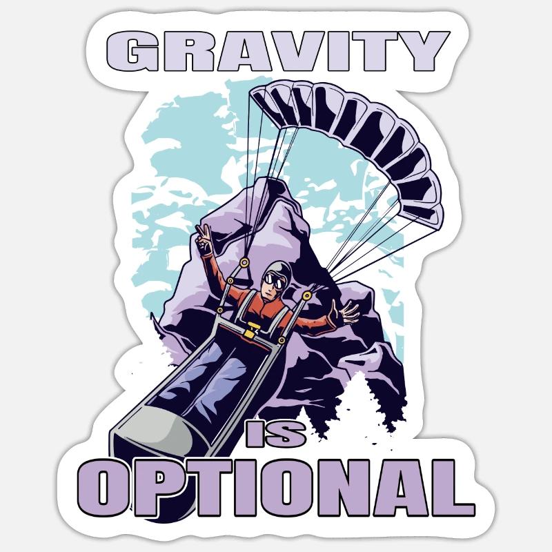 Gravity Is Optional – Paragliding Freedom - Sticker size S (10 x 10 cm) - white matte