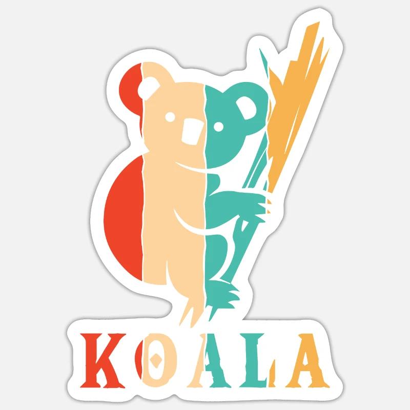 Rétro Koalabear Phascolarctos Cinereus Eucalyptus - Sticker taille S (10 x 10 cm) - blanc mat