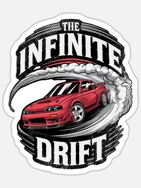 Infinite Drift - Autorennen - Sticker Größe S (10 x 10 cm) - Mattweiß