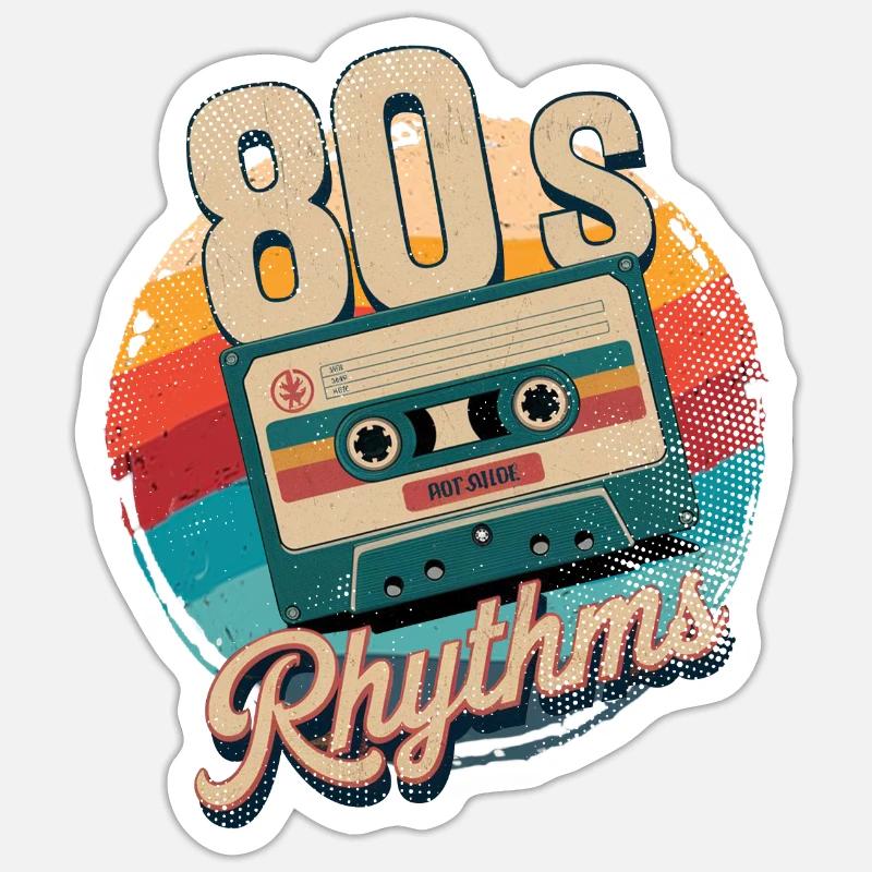 80's rhythm cassette - Sticker size S (10 x 10 cm) - white matte