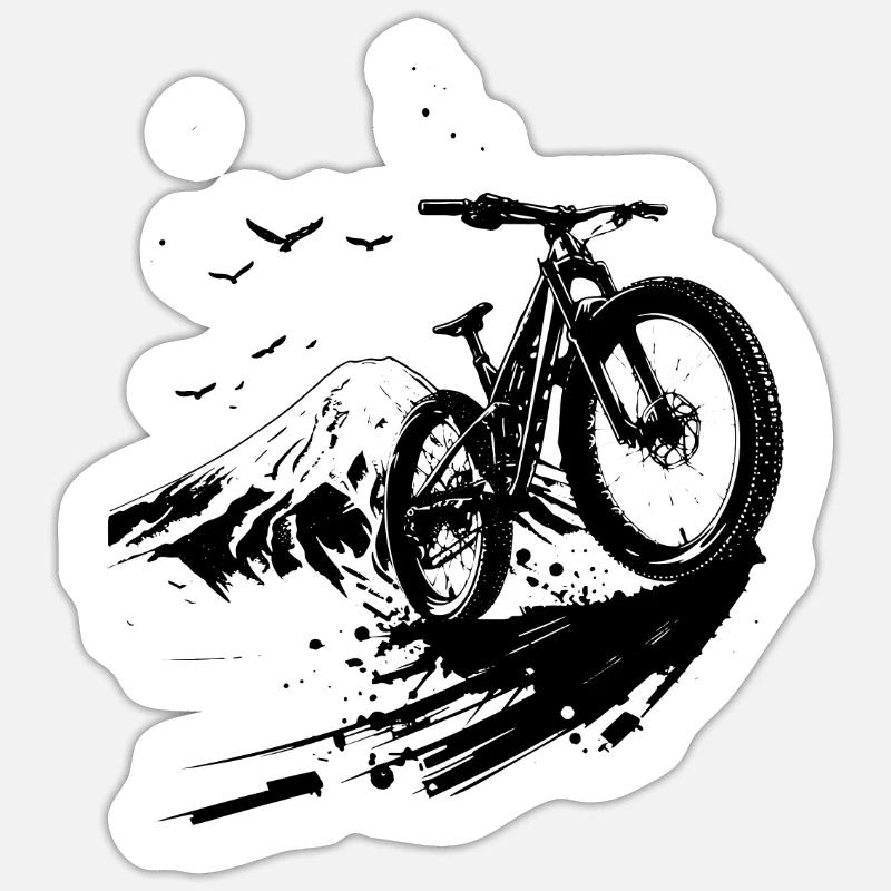 Amateurs de VTT - Sticker taille S (10 x 10 cm) - blanc mat