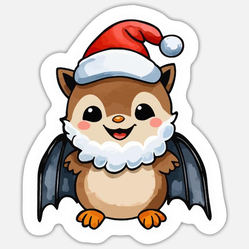 Bat Christmas - Sticker size S (10 x 10 cm) - white matte