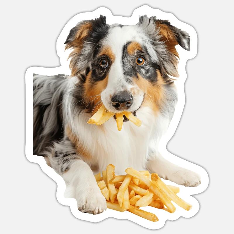 Australischer Schäferhund - Sticker Größe S (10 x 10 cm) - Mattweiß
