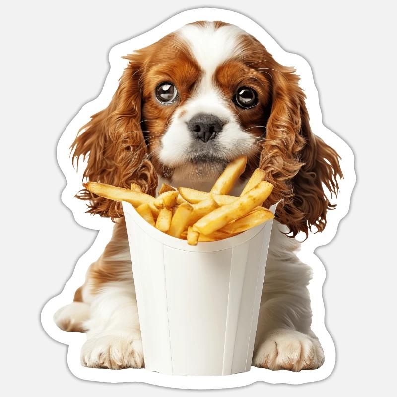 Cavalier King Spaniel - Sticker Größe S (10 x 10 cm) - Mattweiß