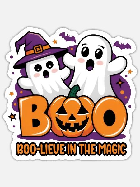 Süßes Geist Halloween Outfit Damen - Sticker Größe S (10 x 10 cm) - Mattweiß