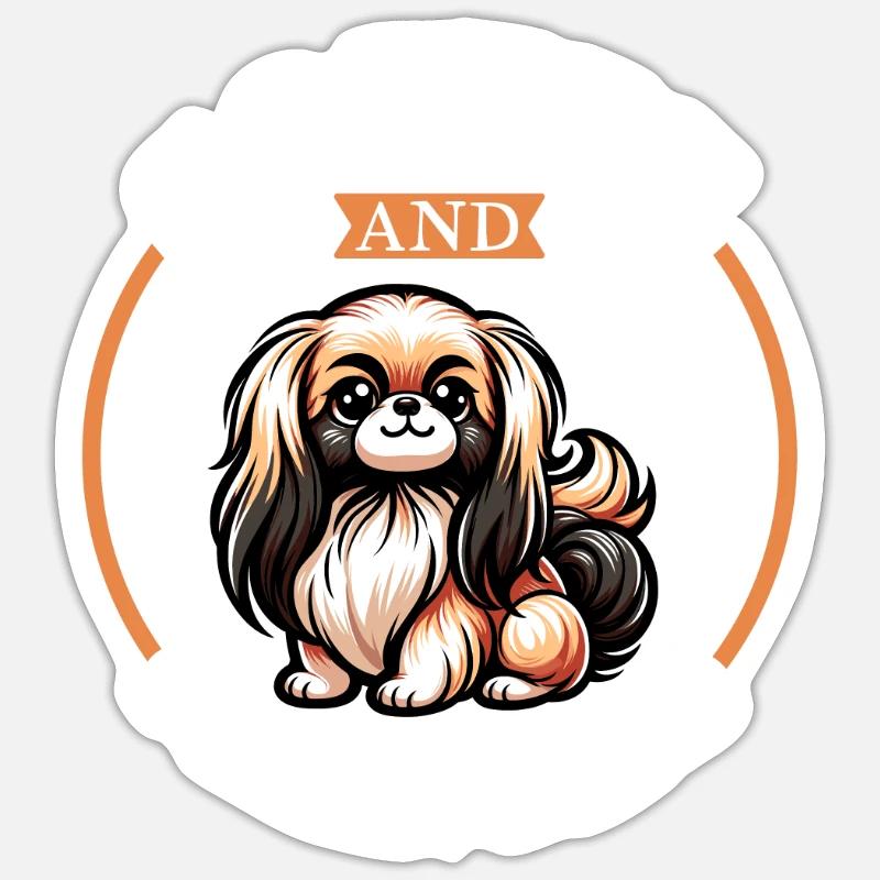 Kaffee und Pekingese - Sticker Größe S (10 x 10 cm) - Mattweiß