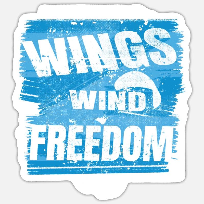 Wings Wind Freedom – Paragliding Design - Sticker size S (10 x 10 cm) - white matte