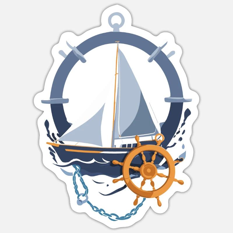 Motif d’aventure en navigation maritime - Sticker taille S (10 x 10 cm) - blanc mat