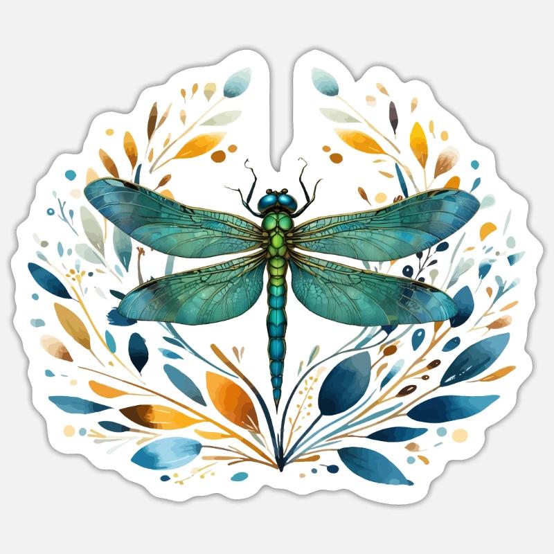 Libelle Libellule - Sticker taille S (10 x 10 cm) - blanc mat