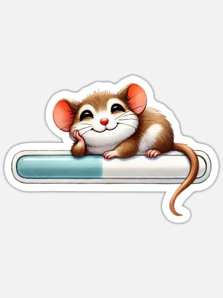 Entspannte Maus Auf Ladebalken - Sticker Größe S (10 x 10 cm) - Mattweiß