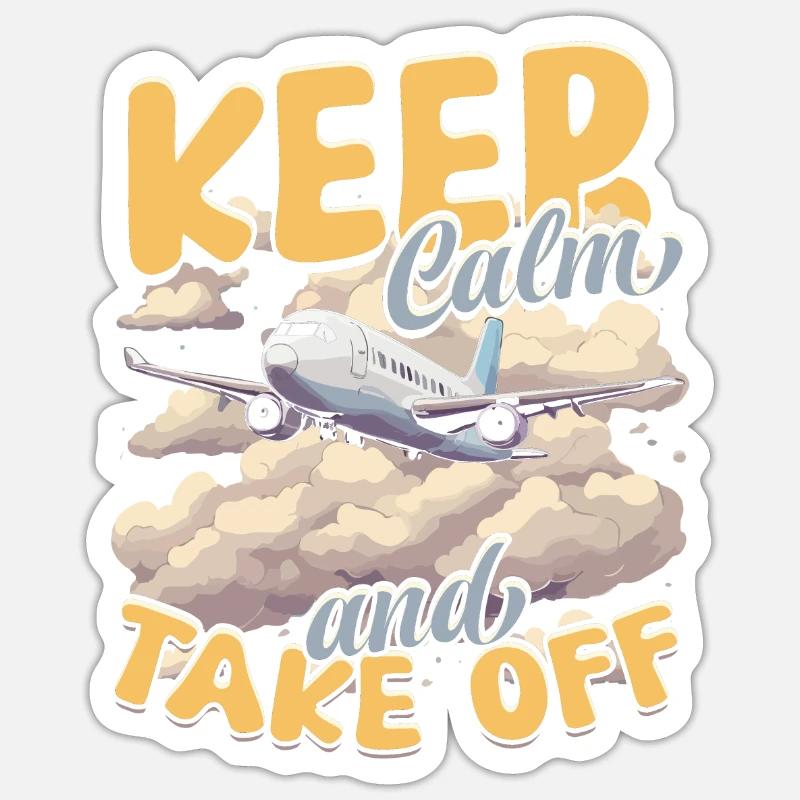 First Flight Airplane Flight Keep Calm And Take Off Sticker size S (10 x 10 cm)